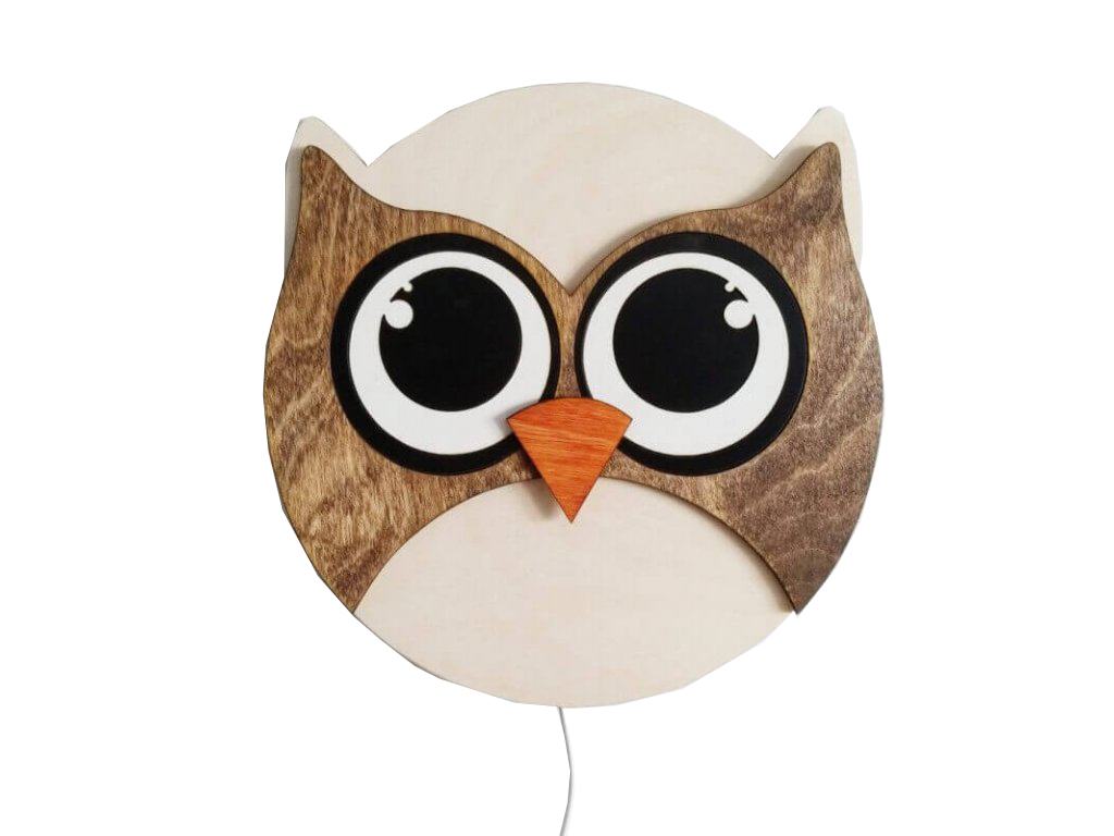 WW WW Dřevěná LED dětská lampa SOVIČKA